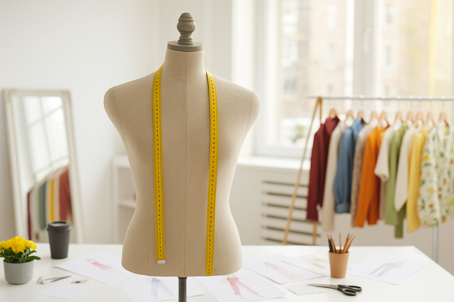 Fashion student at work